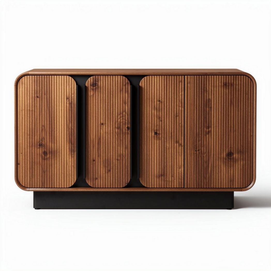 Aparador de madeira com portas em estrutura de MDF 120 x 40 x 80cm
